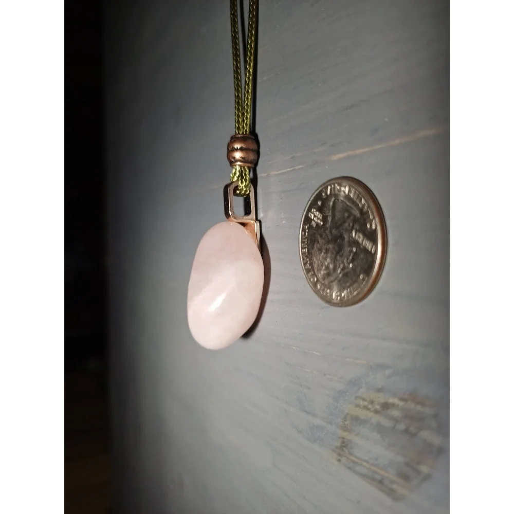 Rose Quartz Crystal Pendant Necklace Waxed Cord Break Away Closure Boho Pink